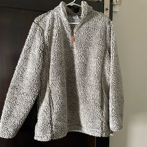 Grey Sherpa Quarter Zip Pullover Jacket